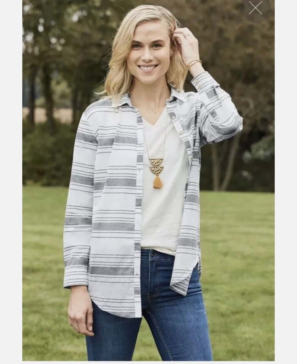 Matilda Jane with Joanna Gaines Striped Cotton Long Sleeve Button-Down Shirt